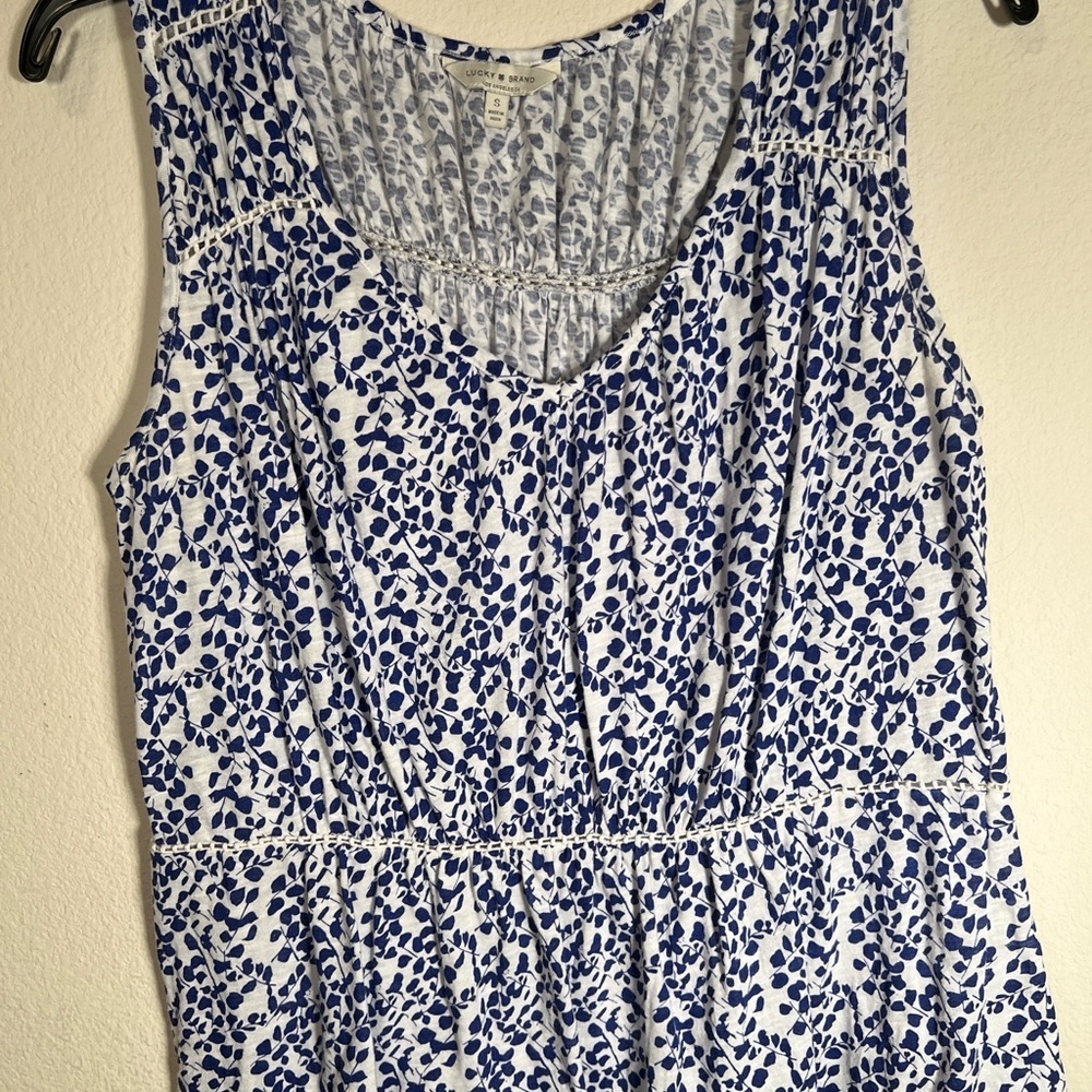 Lucky Brand Blue White Patterned Top